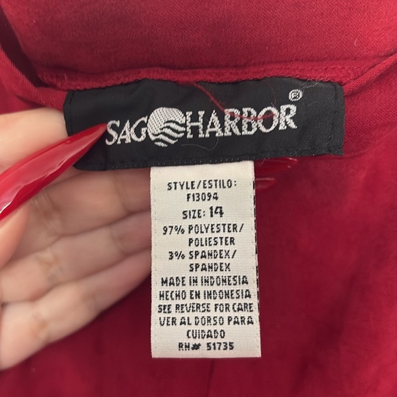Sag Harbor Red Velour Straight Leg Pants - Picture 5 of 5